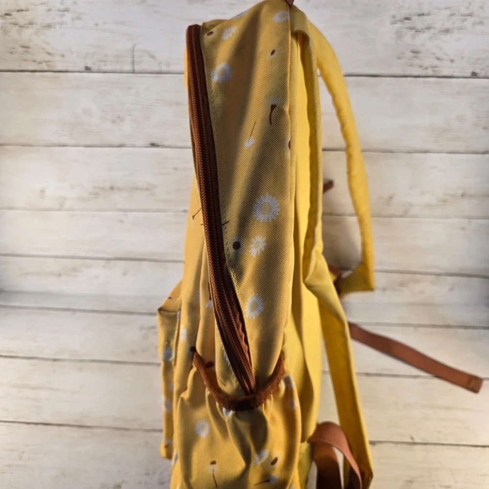 Yellow Daisy Floral Bee A Good Friend Canvas Backpack School Travel Bag